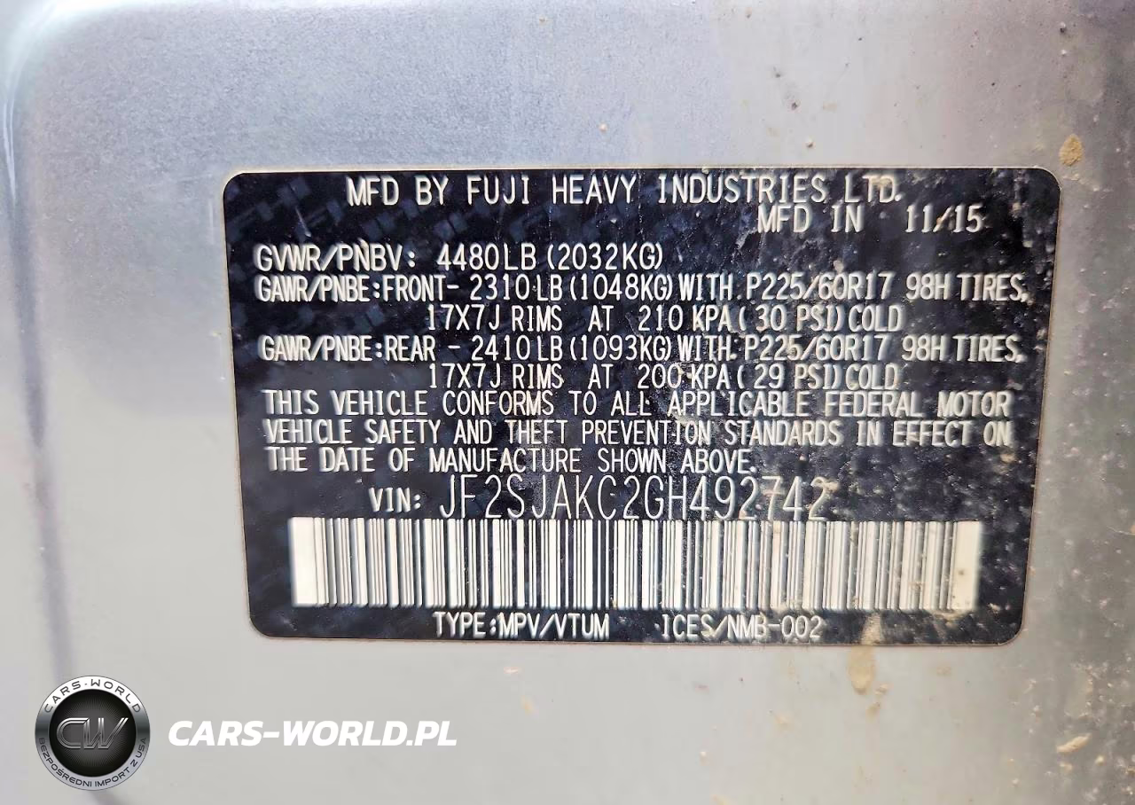 2016 Subaru Forester 2.5I Limited VIN:JF2SJAKC2GH492742 - 12