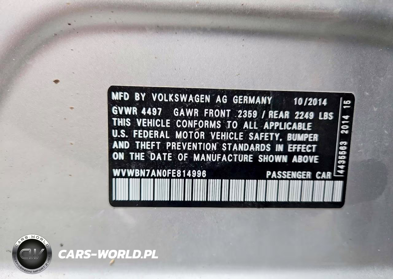 2015 Volkswagen Cc Sport VIN:WVWBN7AN0FE814996 - 12