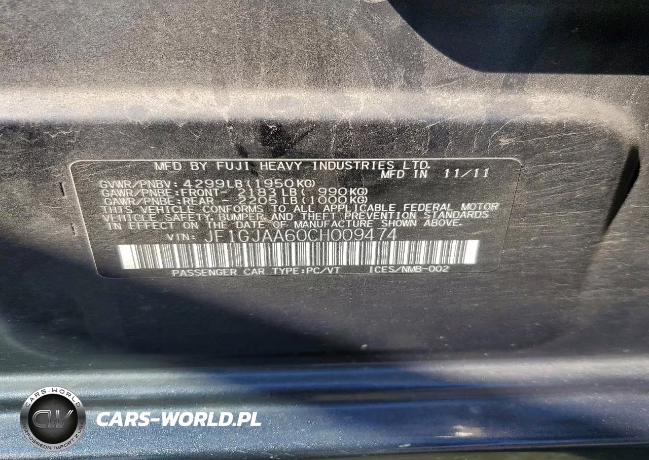 2012 Subaru Impreza VIN:JF1GJAA60CH009474 - 12