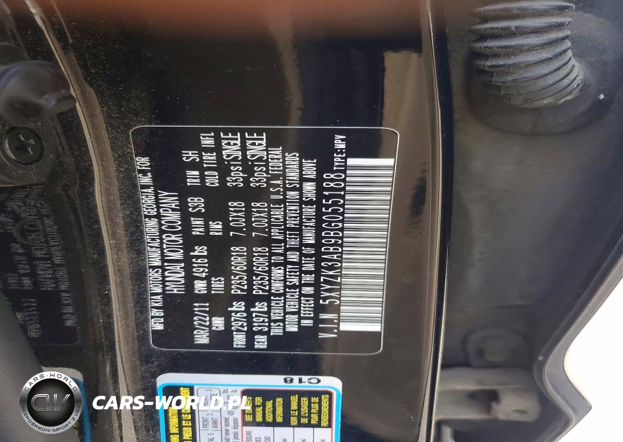 2011 Hyundai Santa Fe Limited VIN:5XYZK3AB9BG055188 - 12