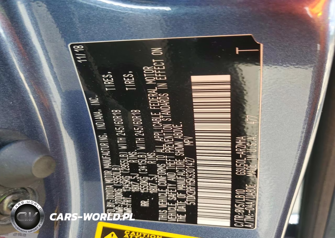 2019 Toyota Highlander Xle VIN:5TDKZRFH5KS301427 - 12