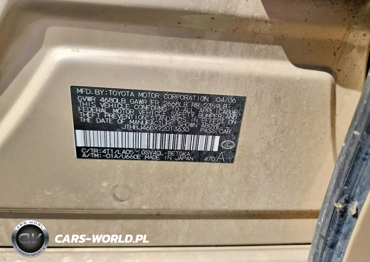 2007 Lexus Es 350 VIN:JTHBJ46GX72013630 - 12
