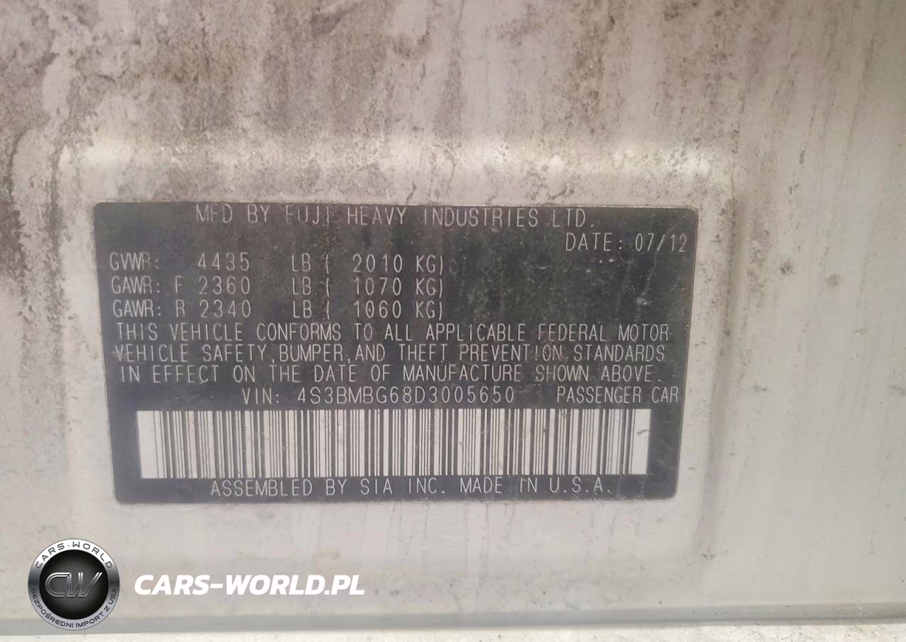 2013 Subaru Legacy 2.5I Premium VIN:4S3BMBG68D3005650 - 12