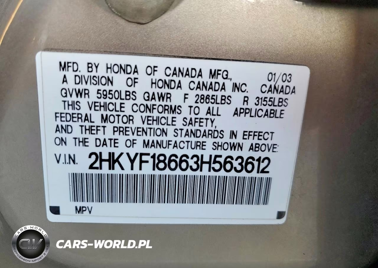 2003 Honda Pilot Exl VIN:2HKYF18663H563612 - 13