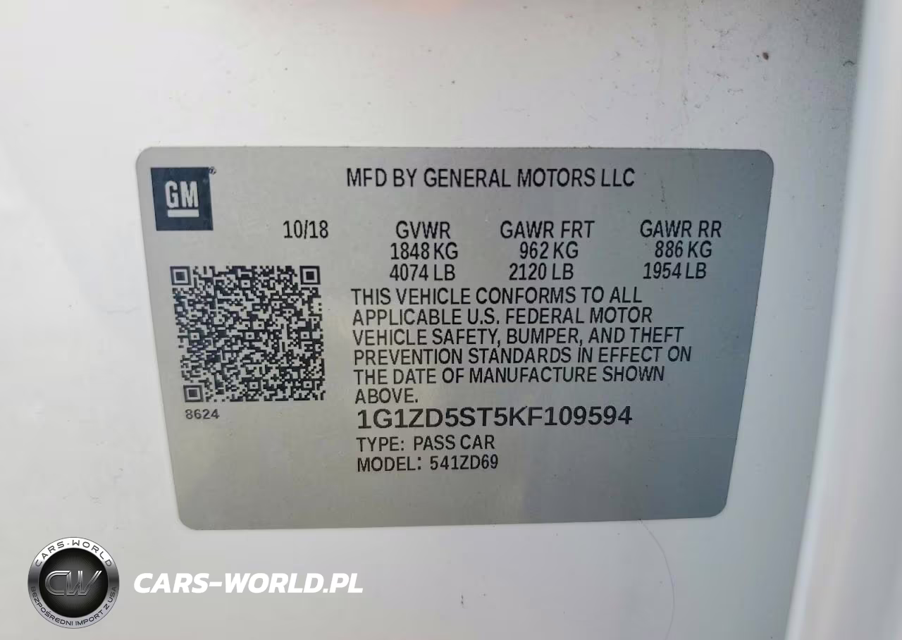 2019 Chevrolet Malibu Lt VIN:1G1ZD5ST5KF109594 - 12