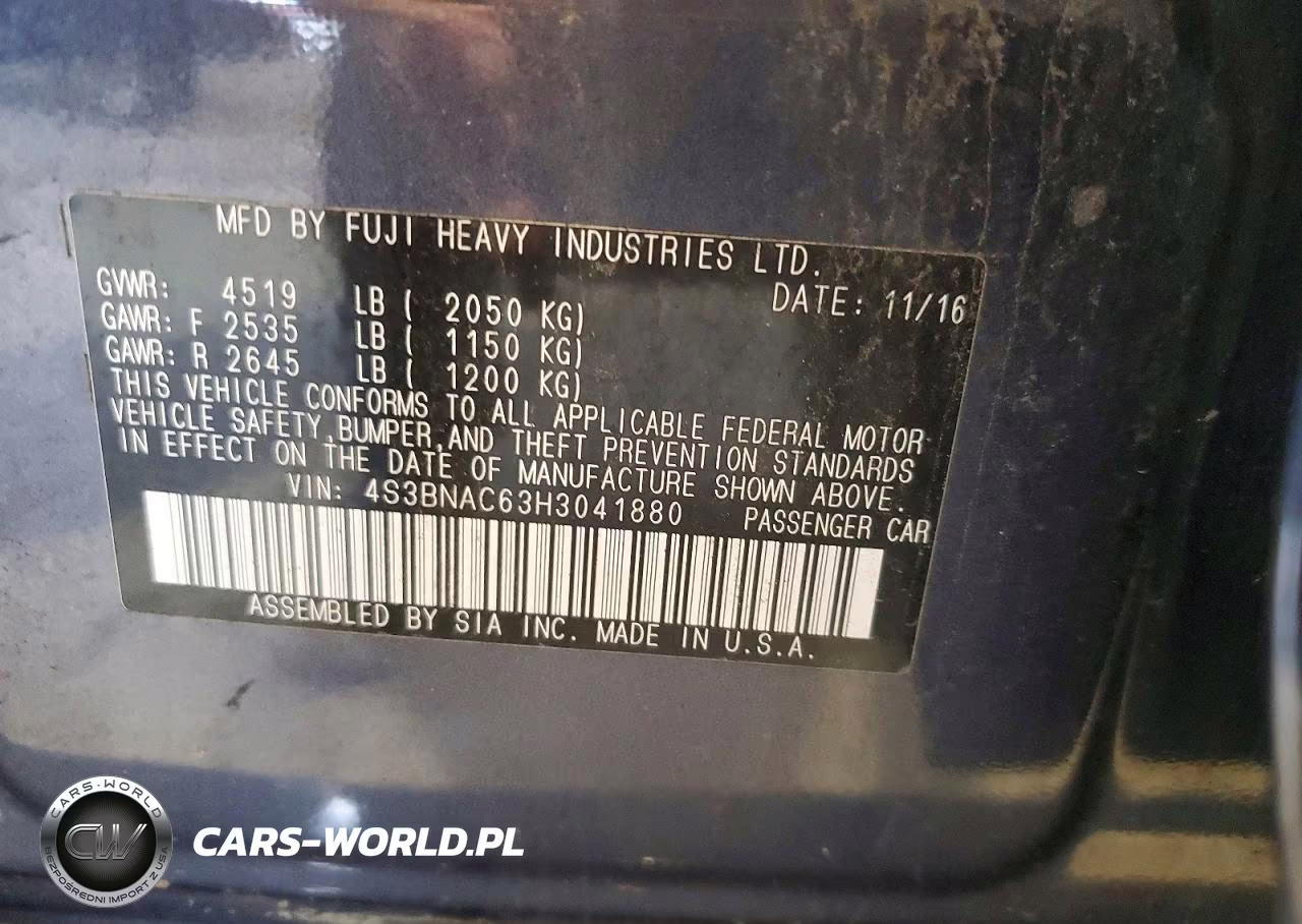 2017 Subaru Legacy 2.5I Premium VIN:4S3BNAC63H3041880 - 12