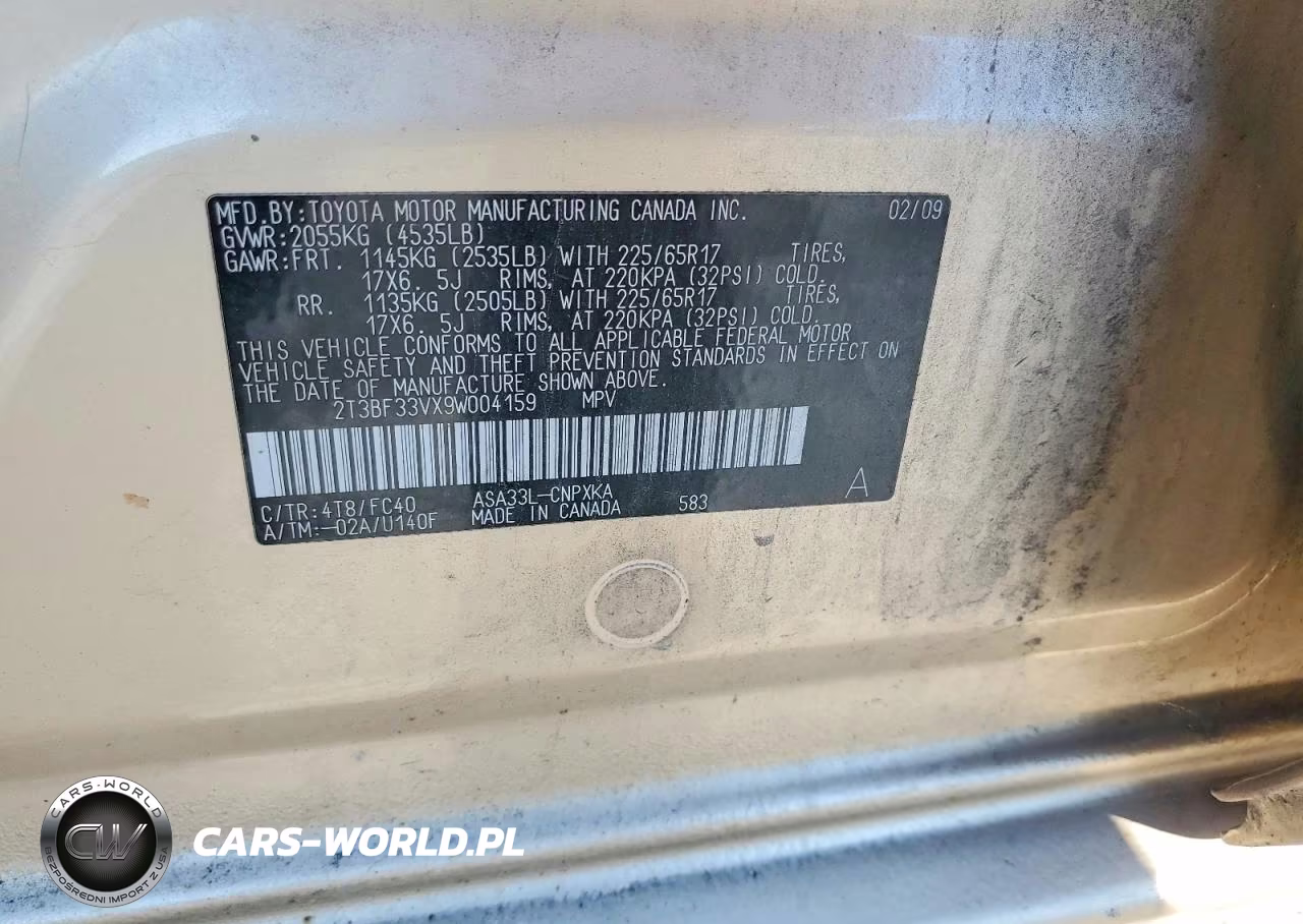 2009 Toyota Rav4 Base VIN:2T3BF33VX9W004159 - 13