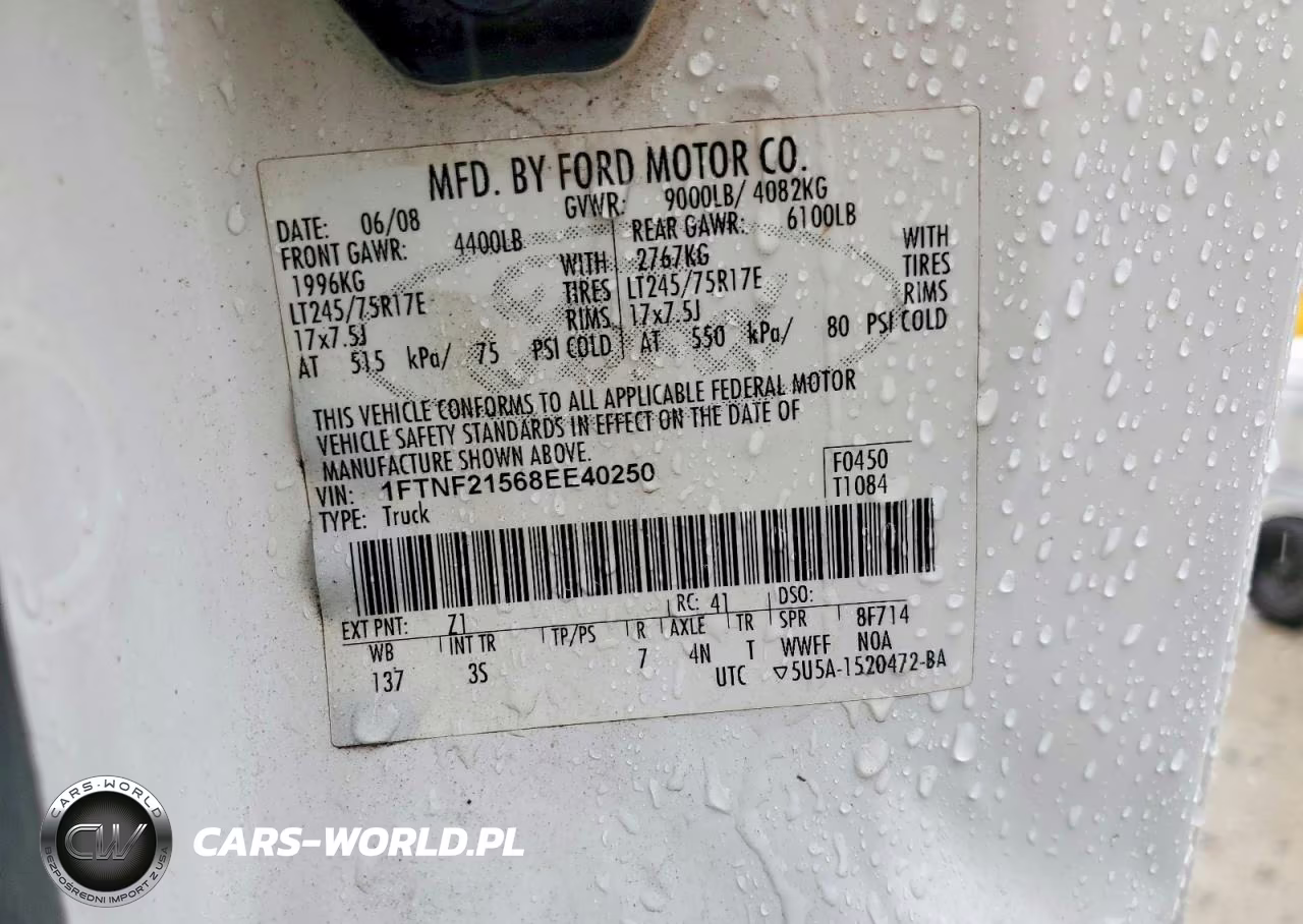 2008 Ford F250 Super Duty VIN:1FTNF21568EE40250 - 12