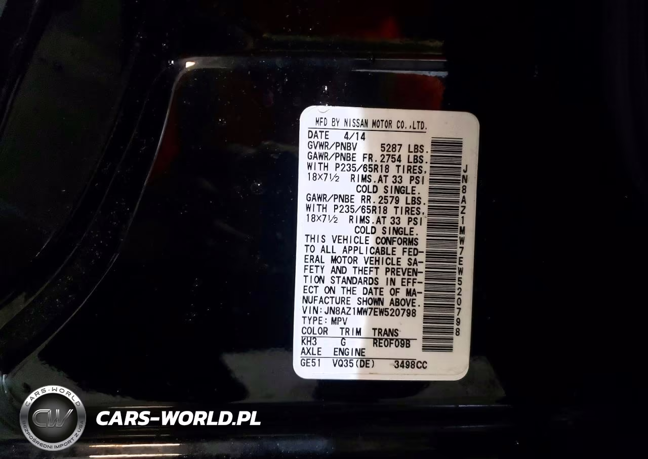 2014 Nissan Murano Sl VIN:JN8AZ1MW7EW520798 - 13