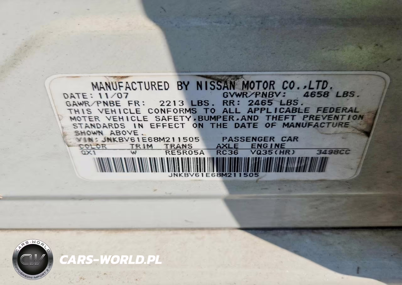 2008 Infiniti G35 Base VIN:JNKBV61E68M211505 - 12