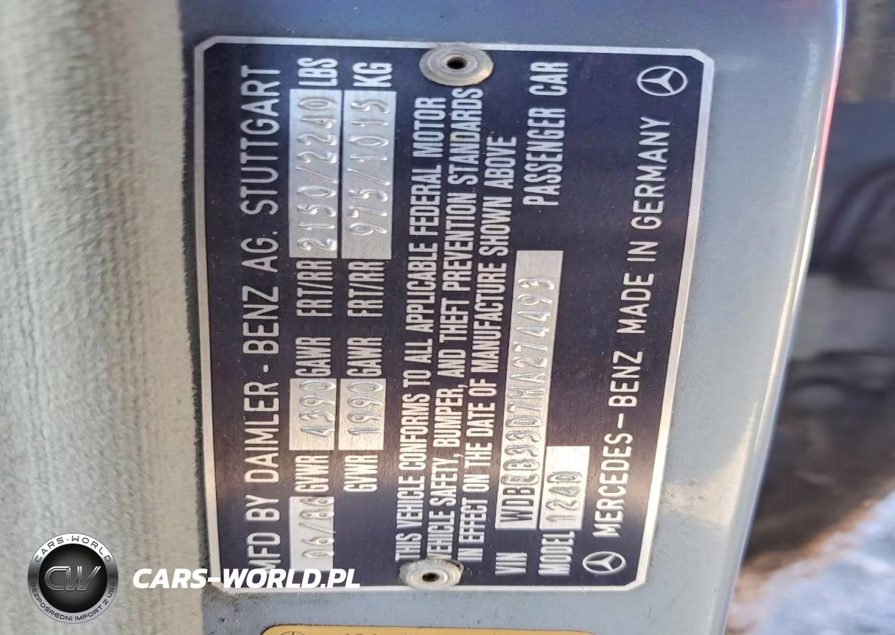 1987 Mercedes-Benz 300 Dt VIN:WDBEB33D7HA274493 - 12