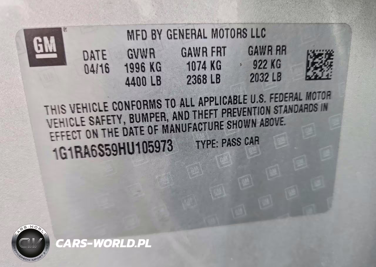 2017 Chevrolet Volt Lt VIN:1G1RA6S59HU105973 - 12