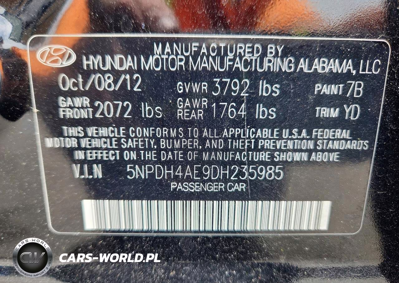 2013 Hyundai Elantra Gls VIN:5NPDH4AE9DH235985 - 12