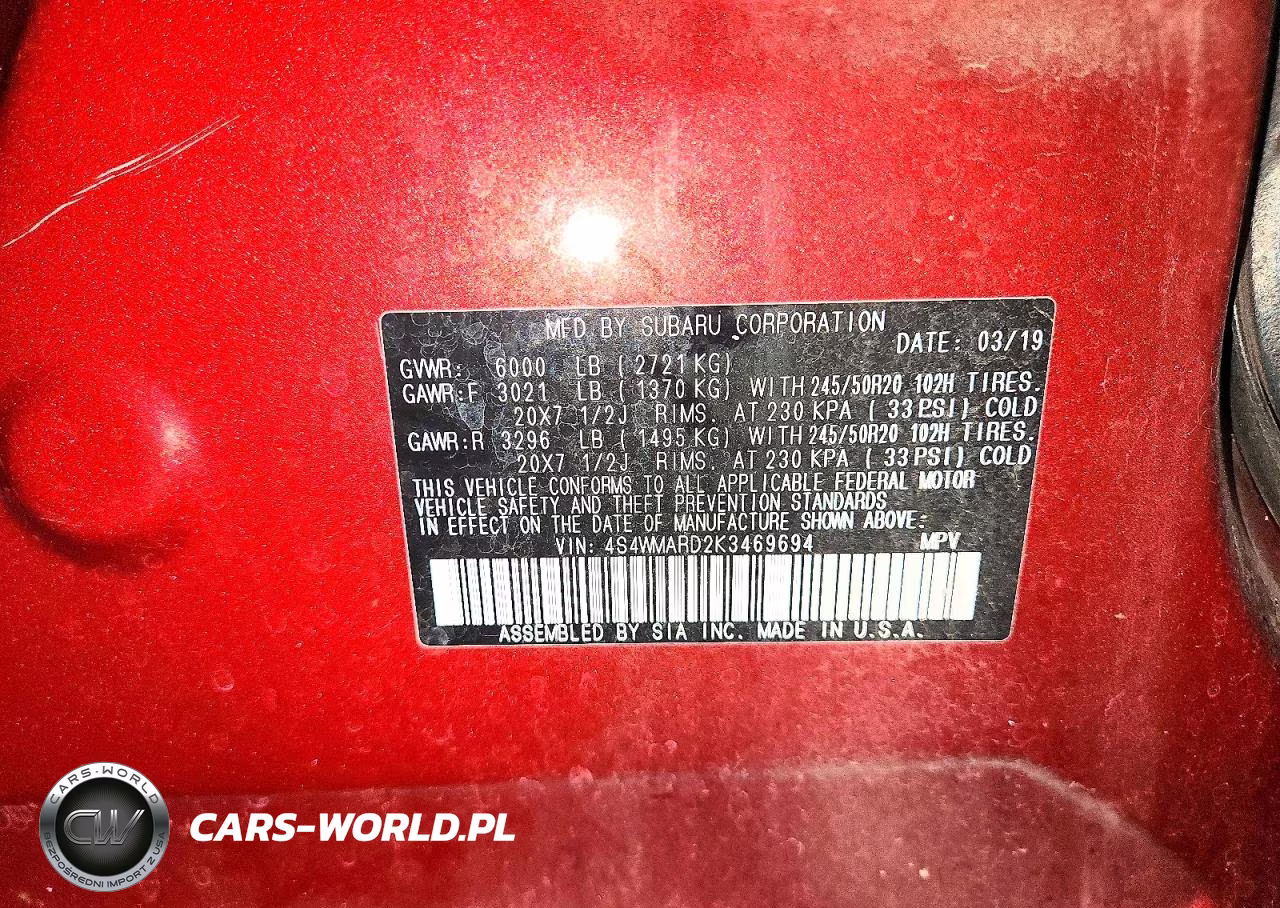 2019 Subaru Ascent Touring VIN:4S4WMARD2K3469694 - 13