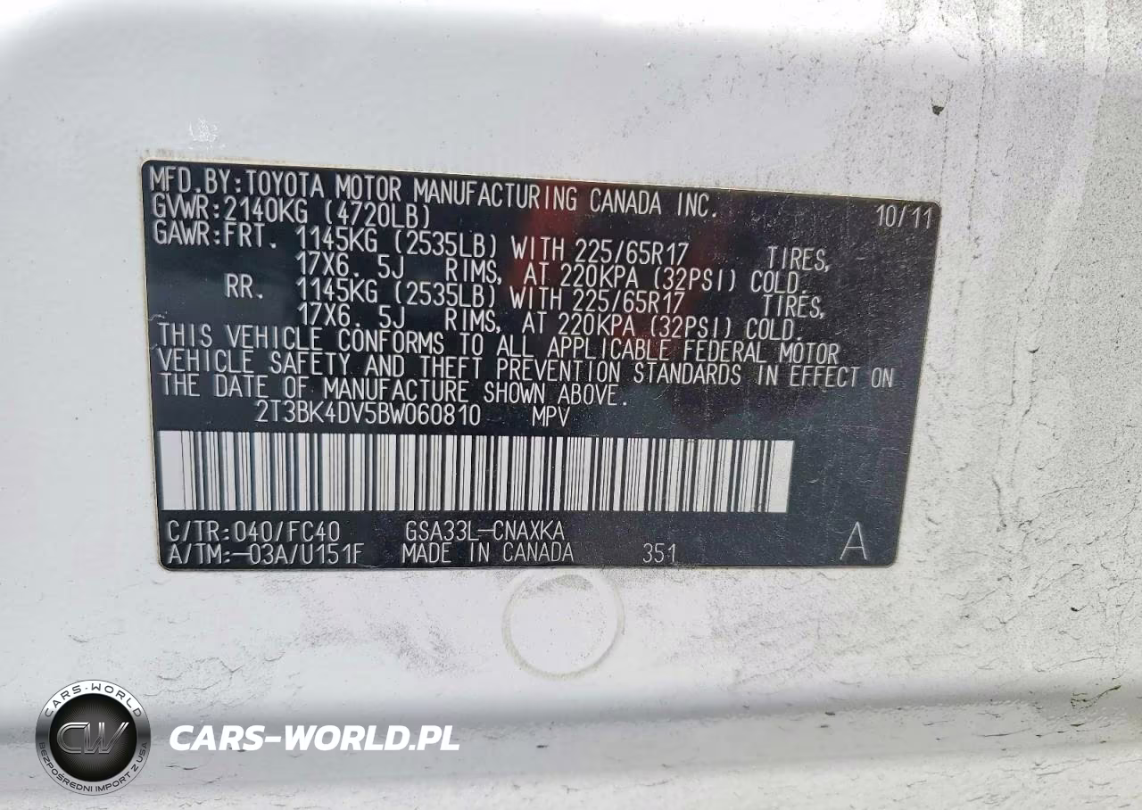 2011 Toyota Rav4 Base VIN:2T3BK4DV5BW060810 - 12