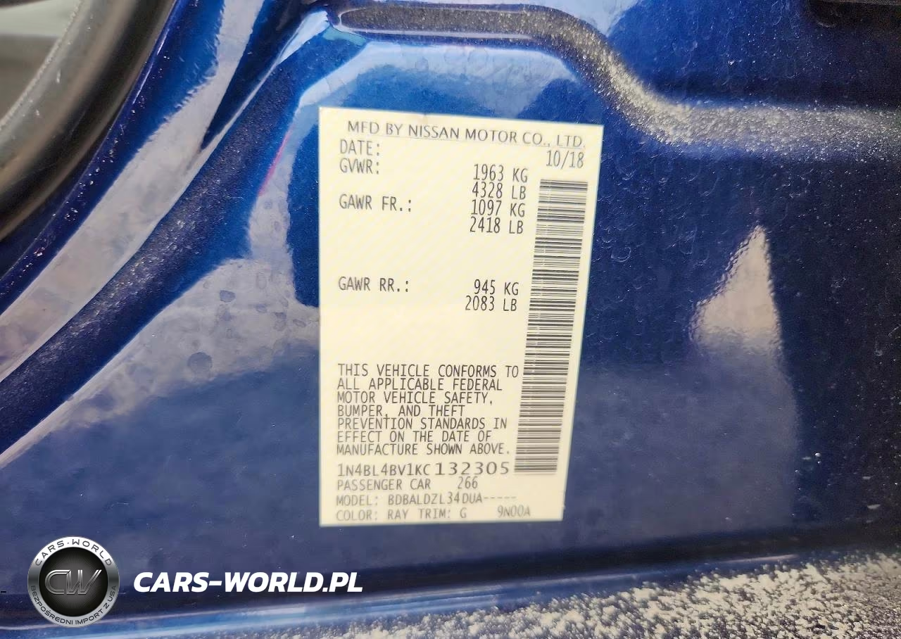 2019 Nissan Altima S VIN:1N4BL4BV1KC132305 - 12