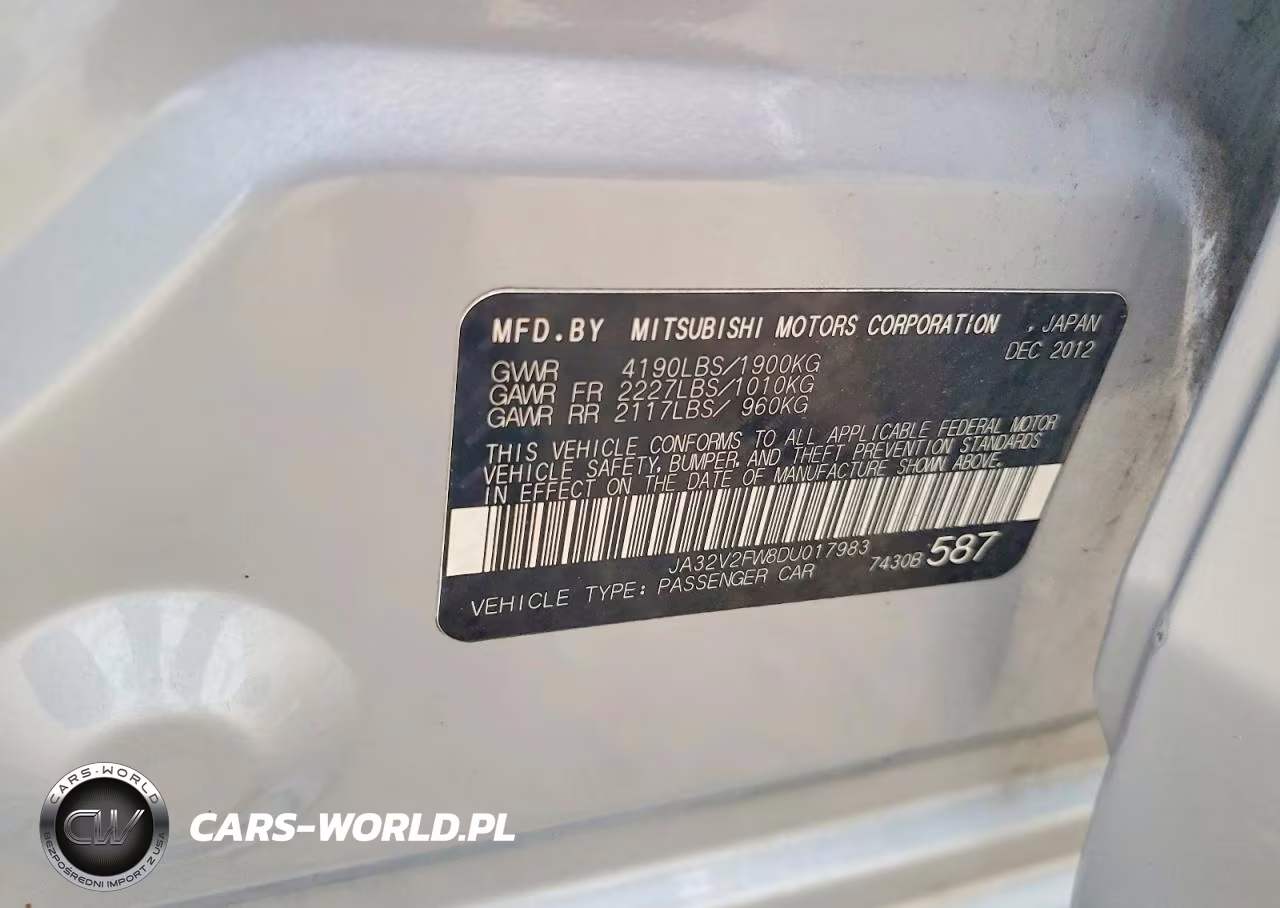 2013 Mitsubishi Lancer Se VIN:JA32V2FW8DU017983 - 12
