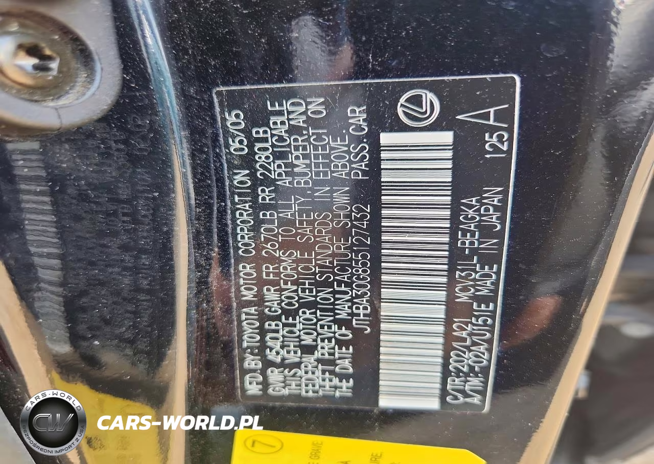 2005 Lexus Es 330 VIN:JTHBA30G855127432 - 12