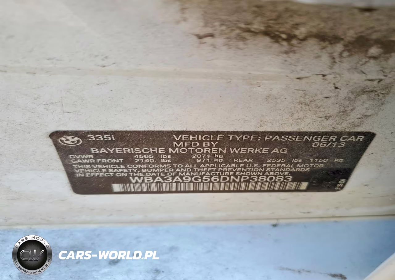 2013 BMW 335 I VIN:WBA3A9G56DNP38083 - 12