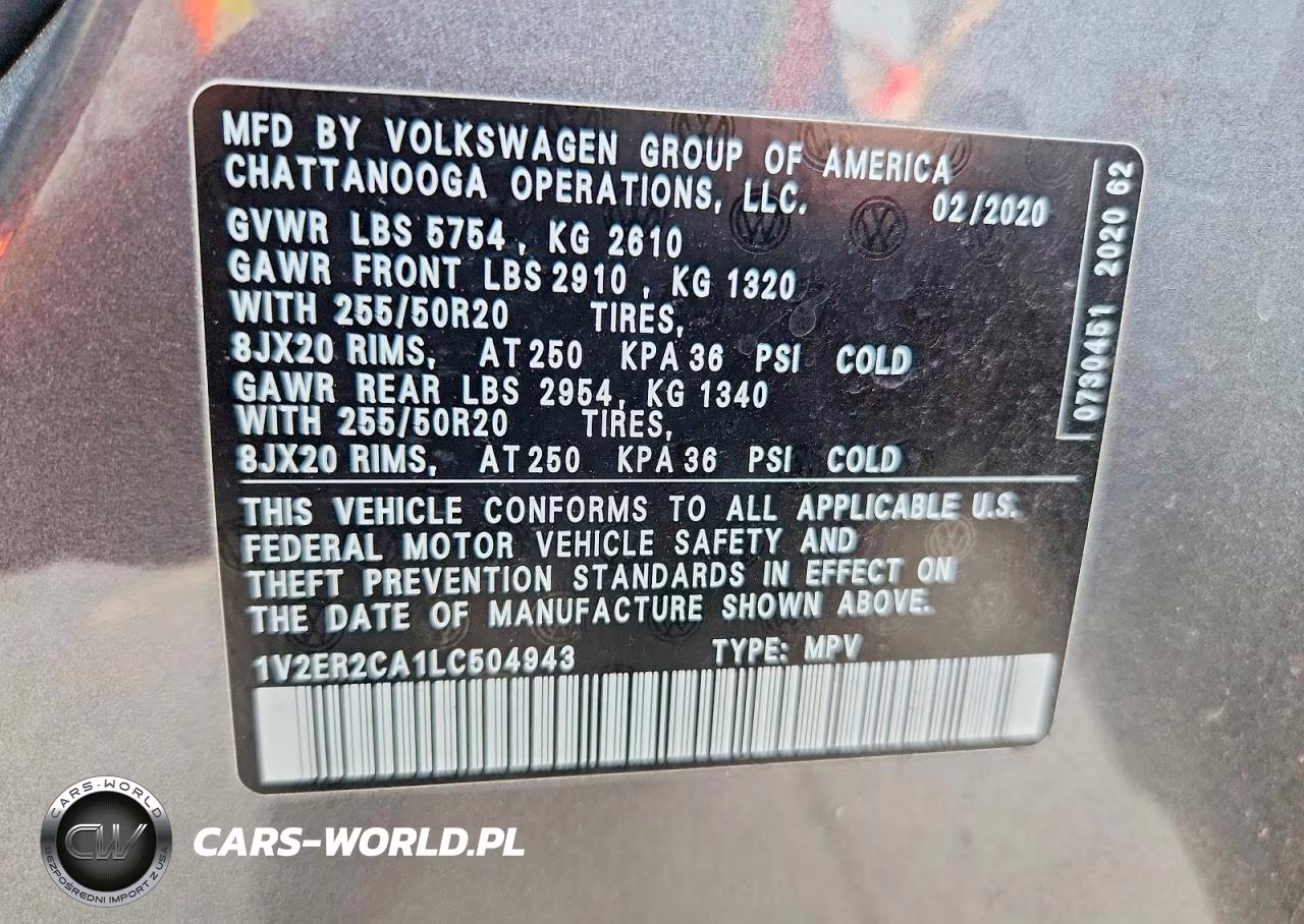 2020 Volkswagen Atlas Sel VIN:1V2ER2CA1LC504943 - 12