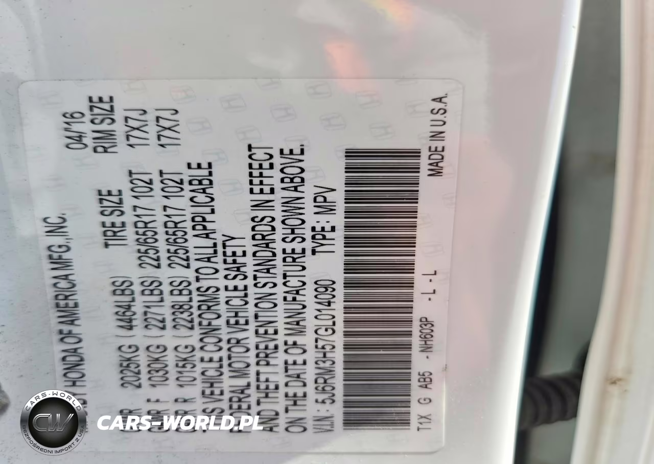 2016 Honda Cr-V Ex VIN:5J6RM3H57GL014090 - 12