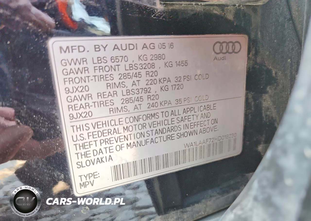 2017 Audi Q7 Premium Plus VIN:WA1LAAF72HD018230 - 12