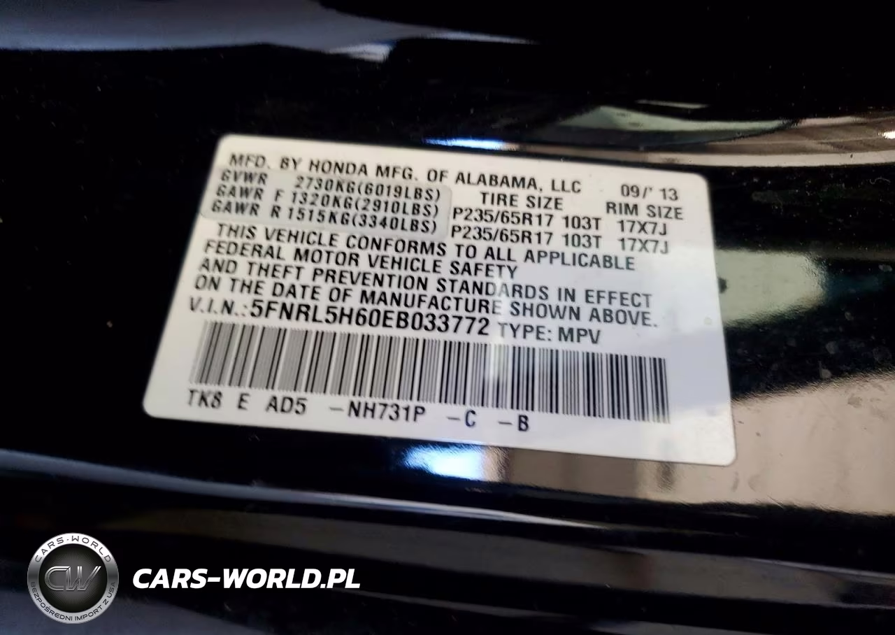 2014 Honda Odyssey Exl VIN:5FNRL5H60EB033772 - 13