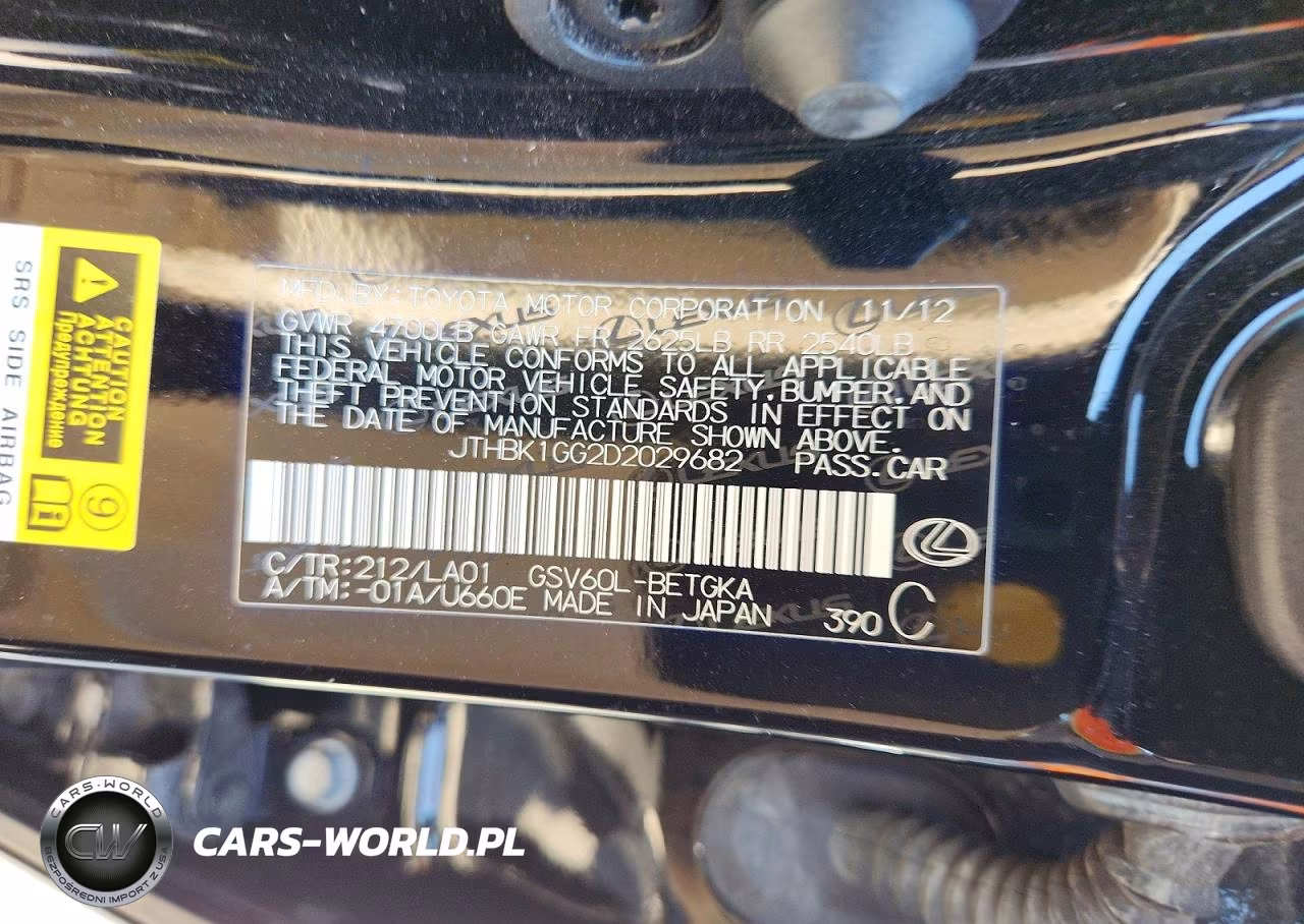 2013 Lexus Es 350 VIN:JTHBK1GG2D2029682 - 12