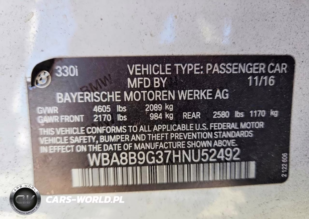 2017 BMW 330 I VIN:WBA8B9G37HNU52492 - 12