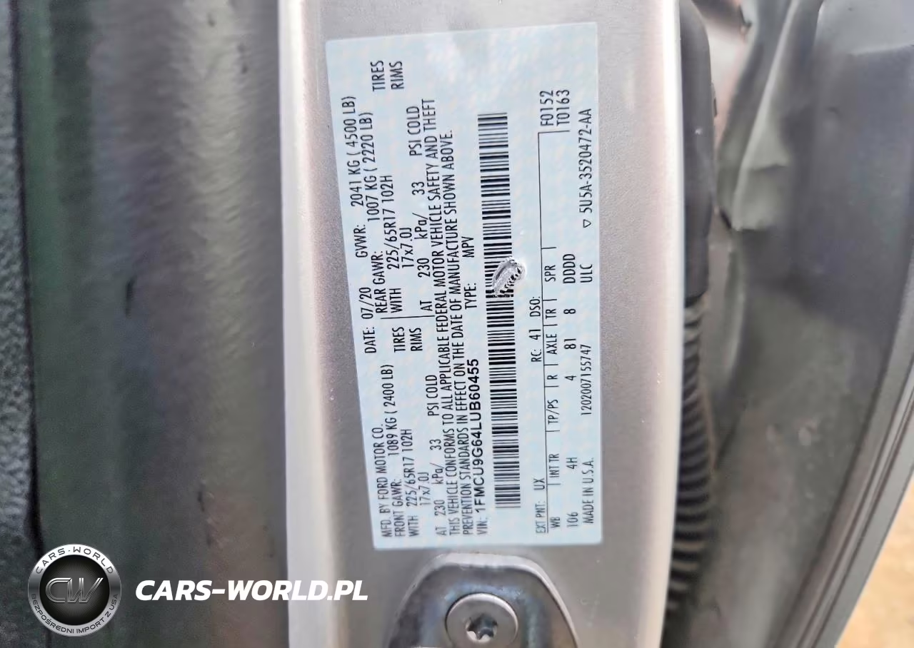 2020 Ford Escape Se VIN:1FMCU9G64LUB60455 - 12