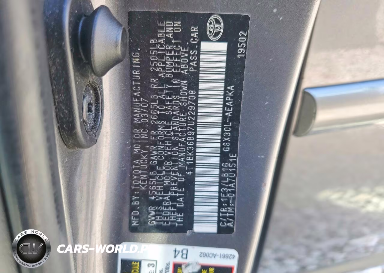 2007 Toyota Avalon Limited VIN:4T1BK36B97U229708 - 12