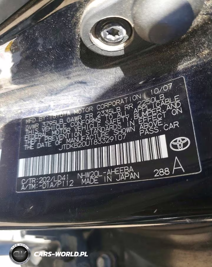 2008 Toyota Prius Base VIN:JTDKB20U183329107 - 12