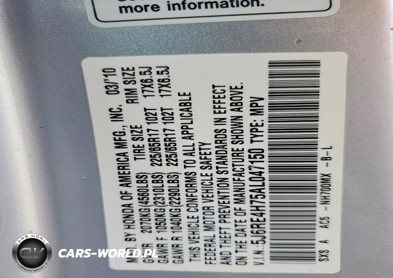 2010 Honda Cr-V Exl VIN:5J6RE4H75AL047150 - 13