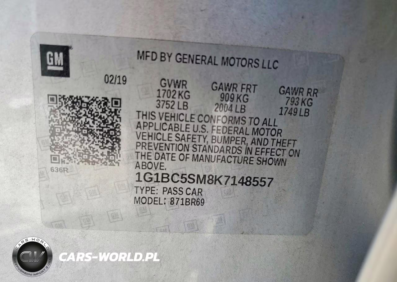 2019 Chevrolet Cruze Ls VIN:1G1BC5SM8K7148557 - 12