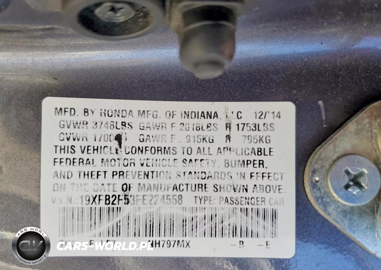 2015 Honda Civic Lx VIN:19XFB2F53FE224558 - 12