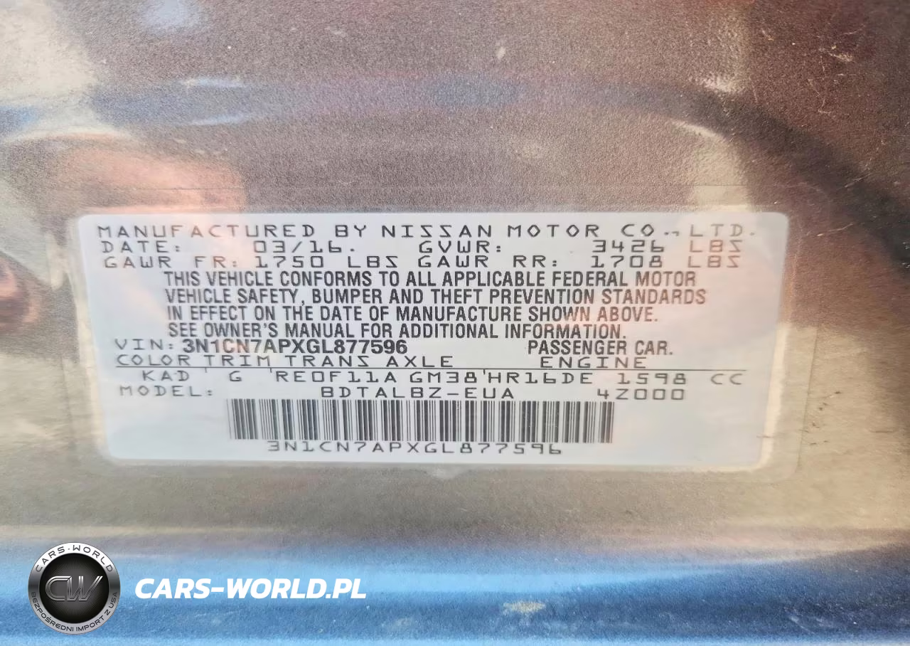 2016 Nissan Versa 1.6 Sv VIN:3N1CN7APXGL877596 - 12