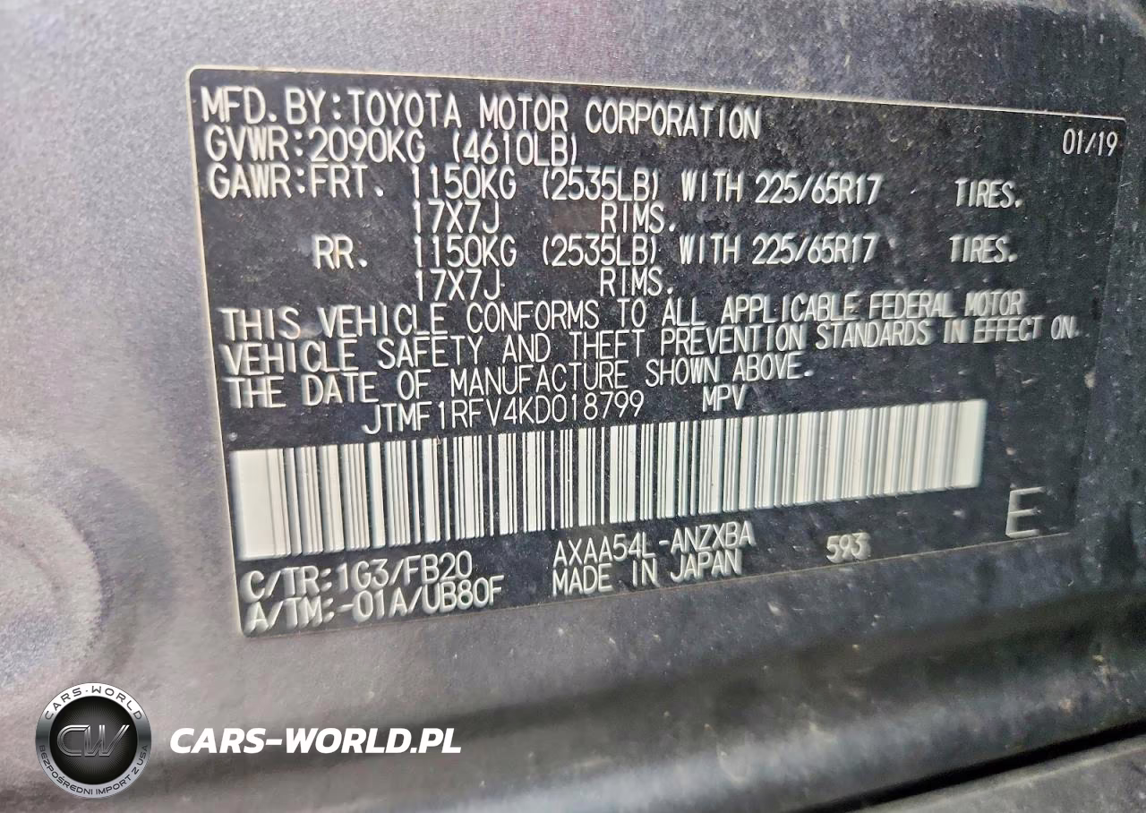 2019 Toyota Rav4 Le VIN:JTMF1RFV4KD018799 - 14