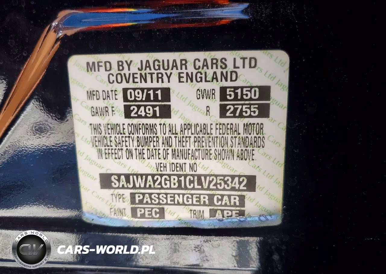 2012 Jaguar Xjl VIN:SAJWA2GB1CLV25342 - 12
