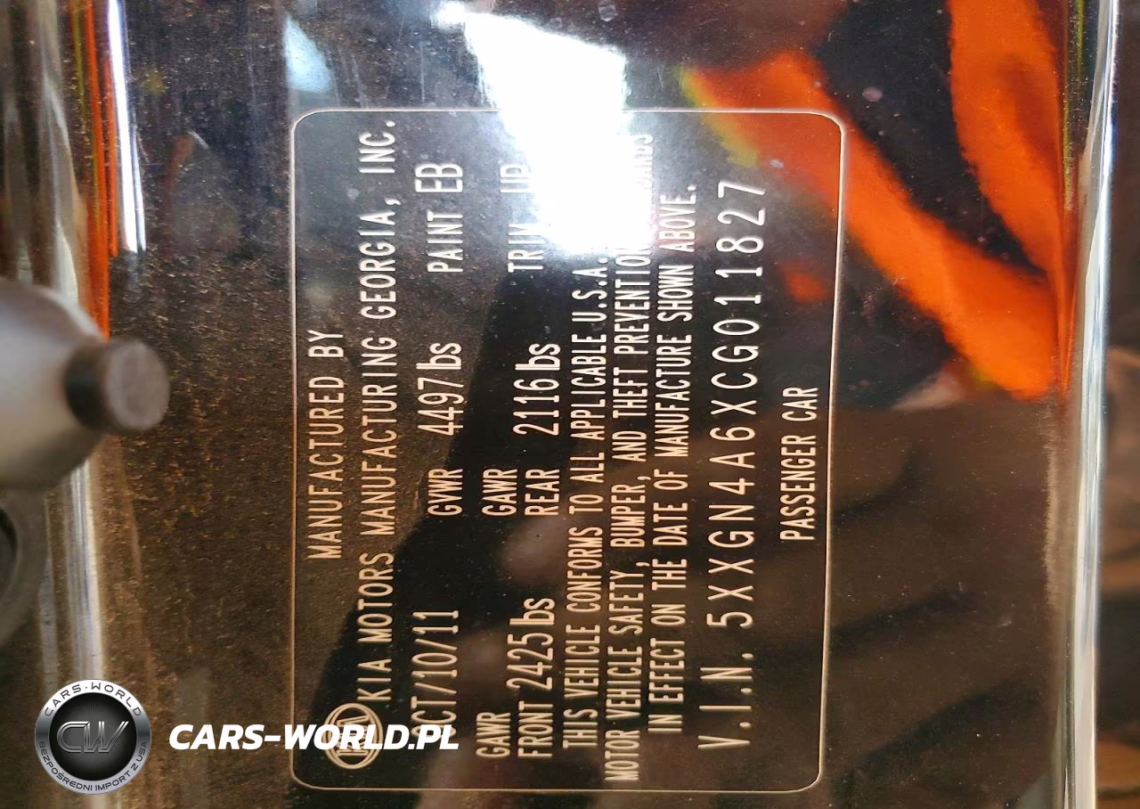 2012 Kia Optima Ex VIN:5XXGN4A6XCG011827 - 12