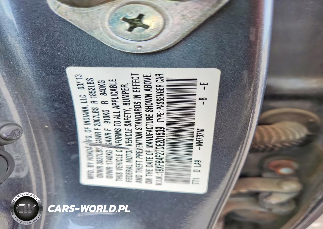 2013 Honda Civic Hybrid VIN:19XFB4F27DE201539 - 12