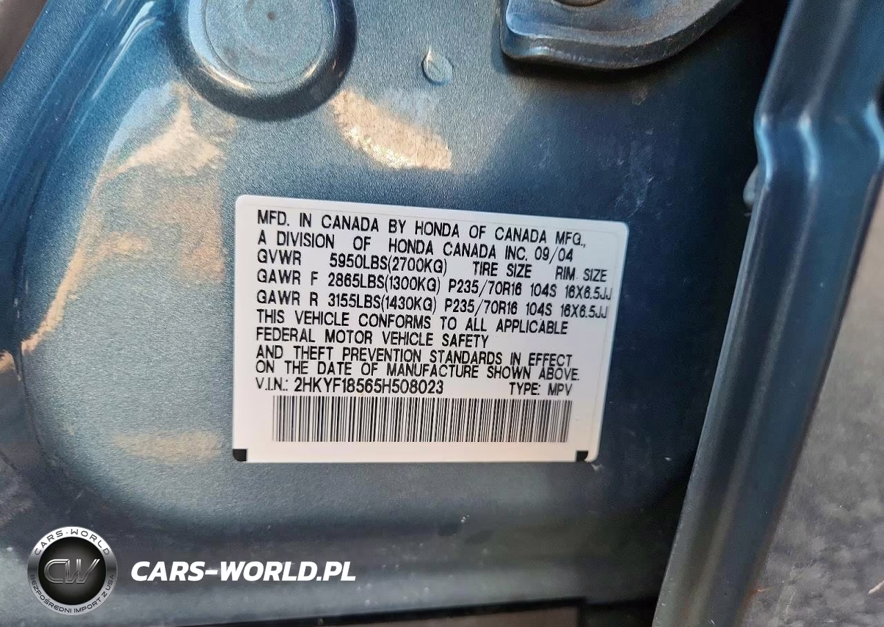 2005 Honda Pilot Exl VIN:2HKYF18565H508023 - 13