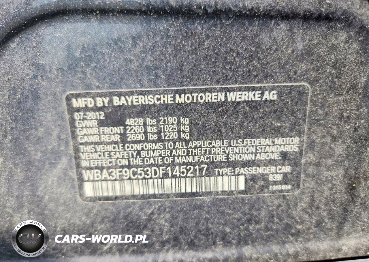 2013 BMW Activehybrid 3 VIN:WBA3F9C53DF145217 - 12