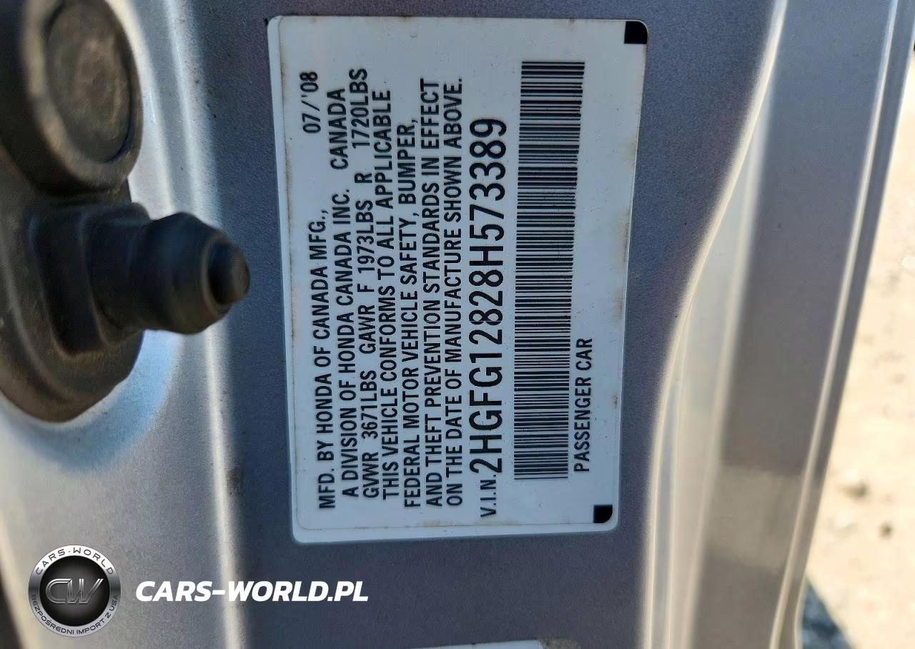 2008 Honda Civic Ex VIN:2HGFG12828H573389 - 12