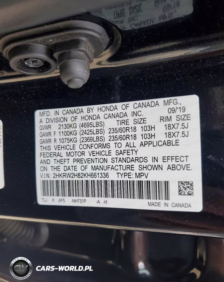 2019 Honda Cr-V Exl VIN:2HKRW2H82KH661336 - 13