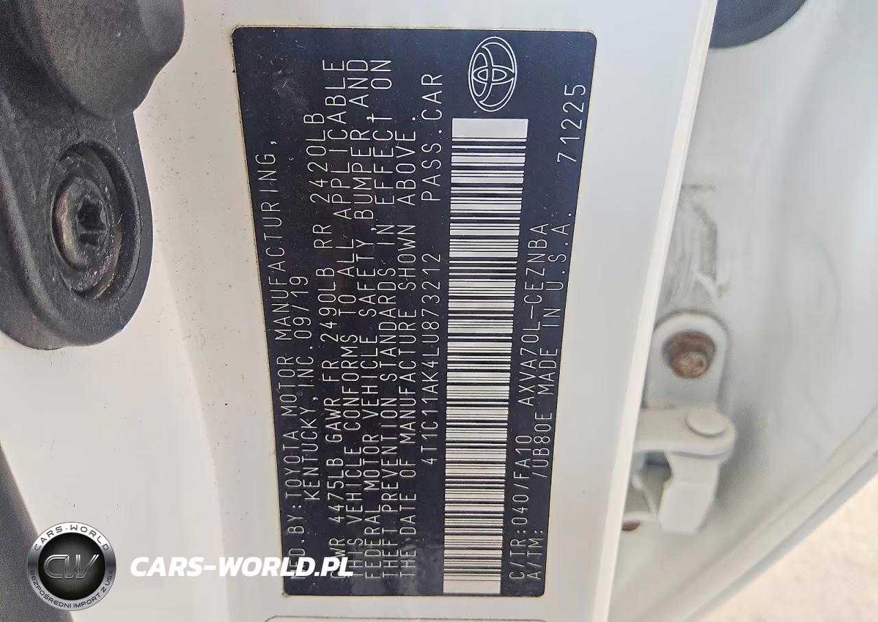 2020 Toyota Camry Le VIN:4T1C11AK4LU873212 - 12
