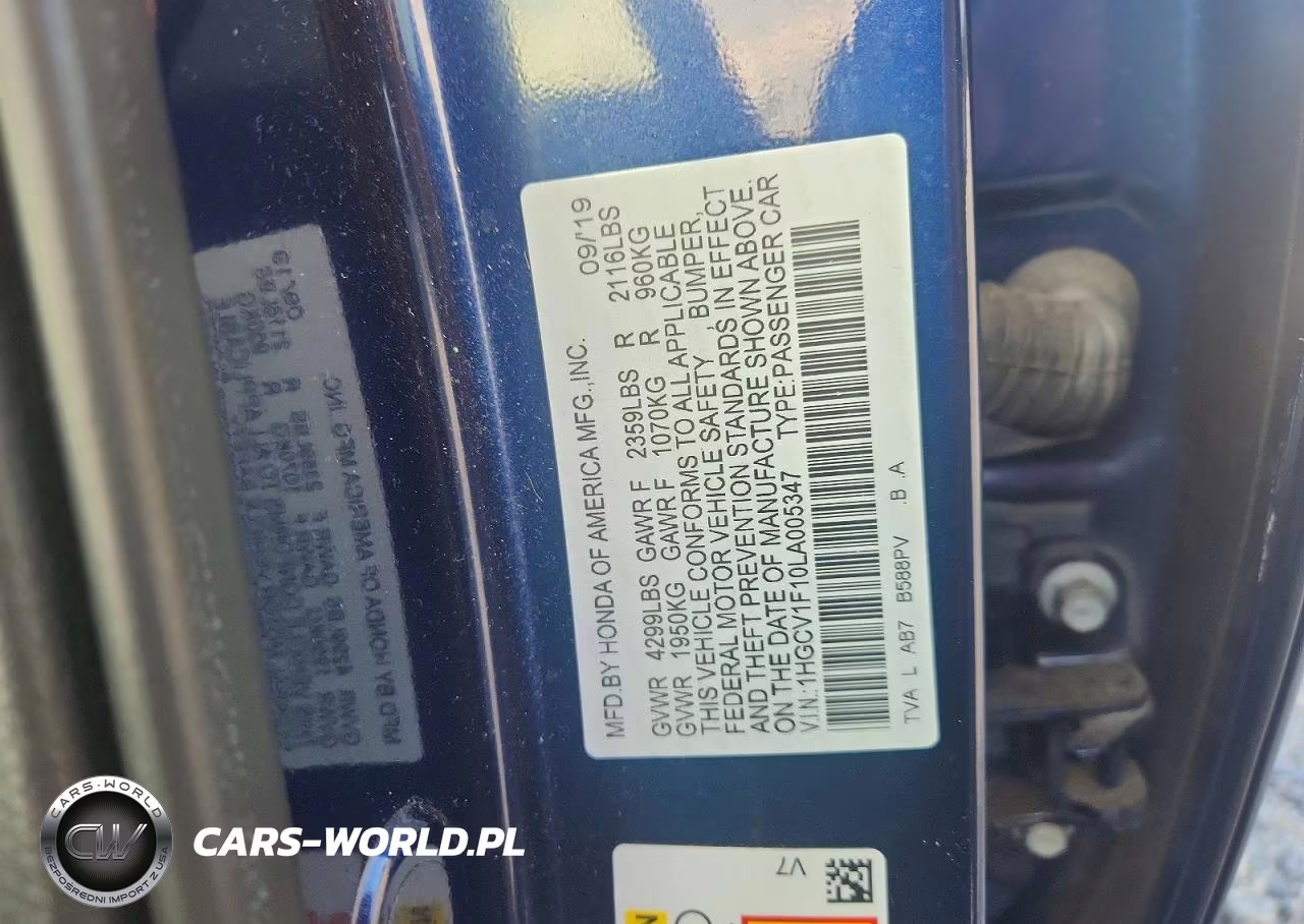 2020 Honda Accord Lx VIN:1HGCV1F10LA005347 - 12