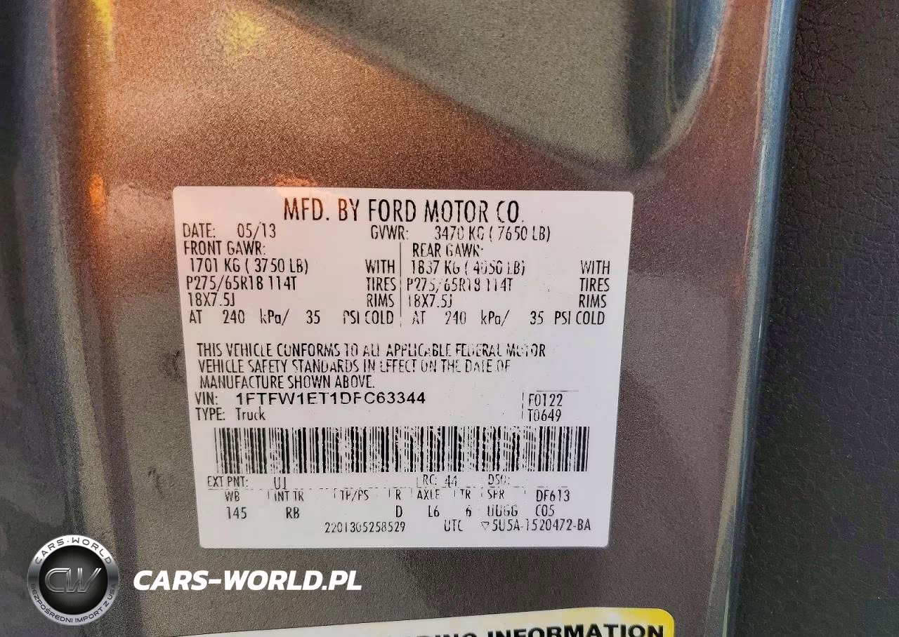 2013 Ford F150 Supercrew VIN:1FTFW1ET1DFC63344 - 12
