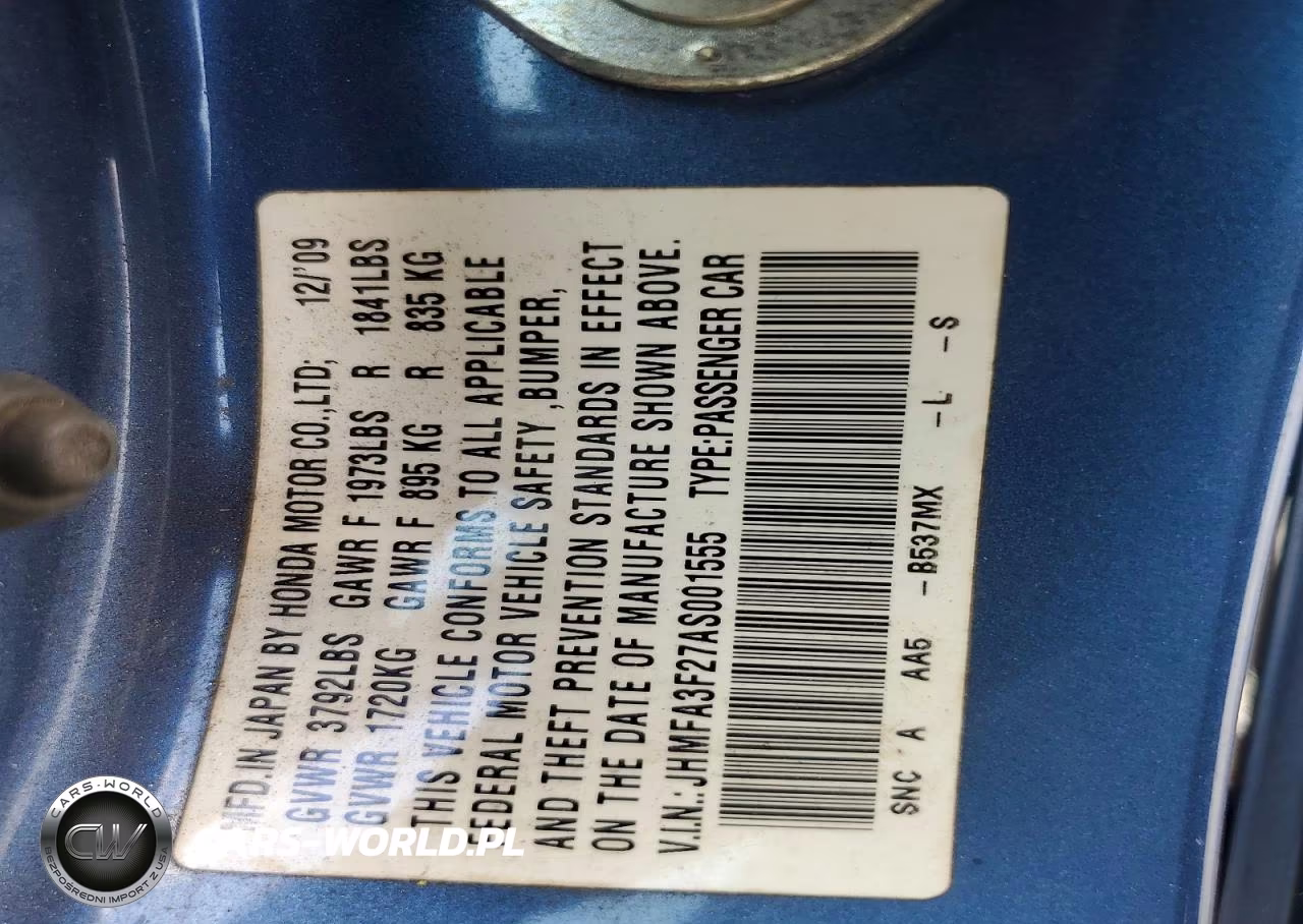 2010 Honda Civic Hybrid VIN:JHMFA3F27AS001555 - 12