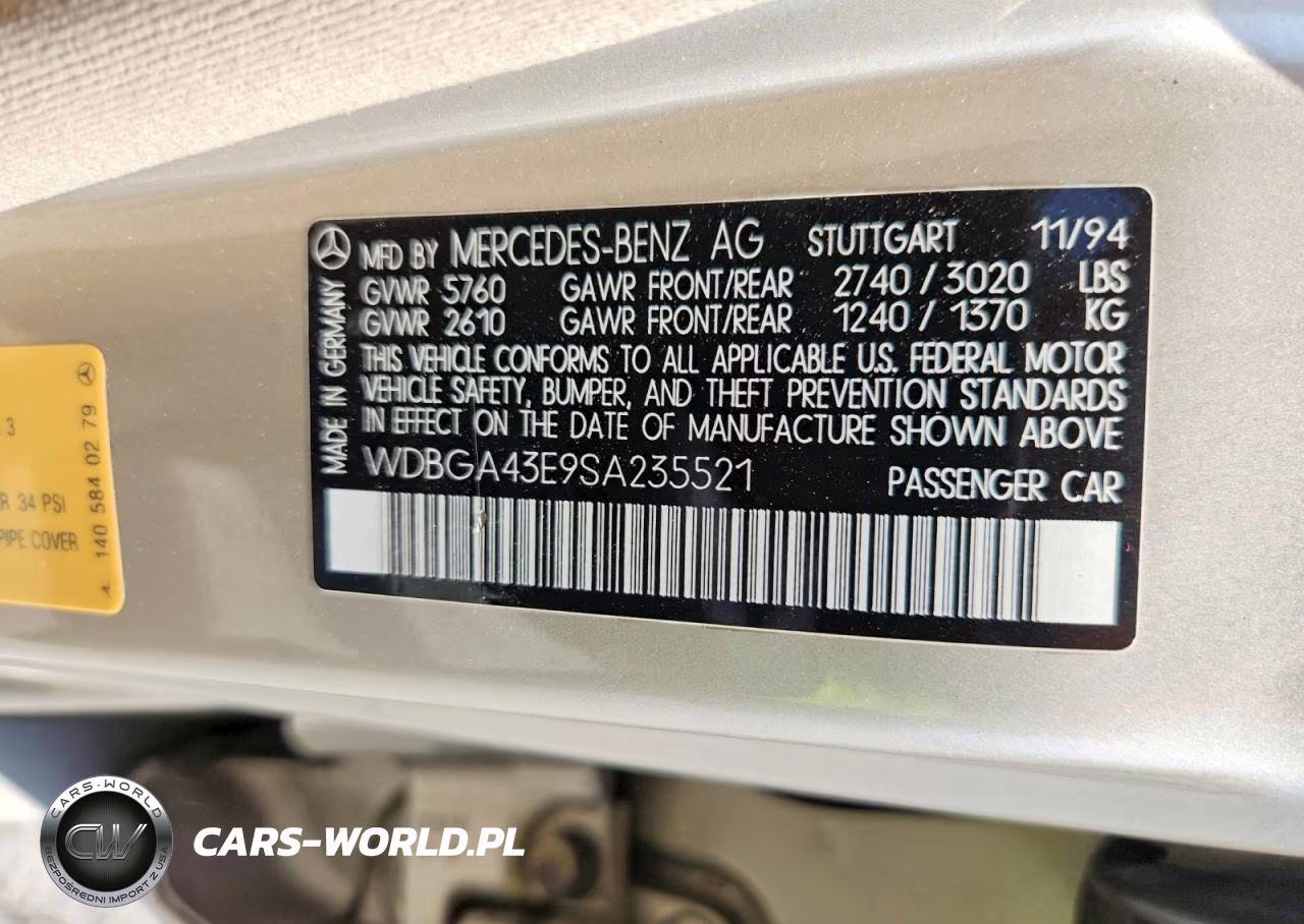 1995 Mercedes-Benz S 420 VIN:WDBGA43E9SA235521 - 12