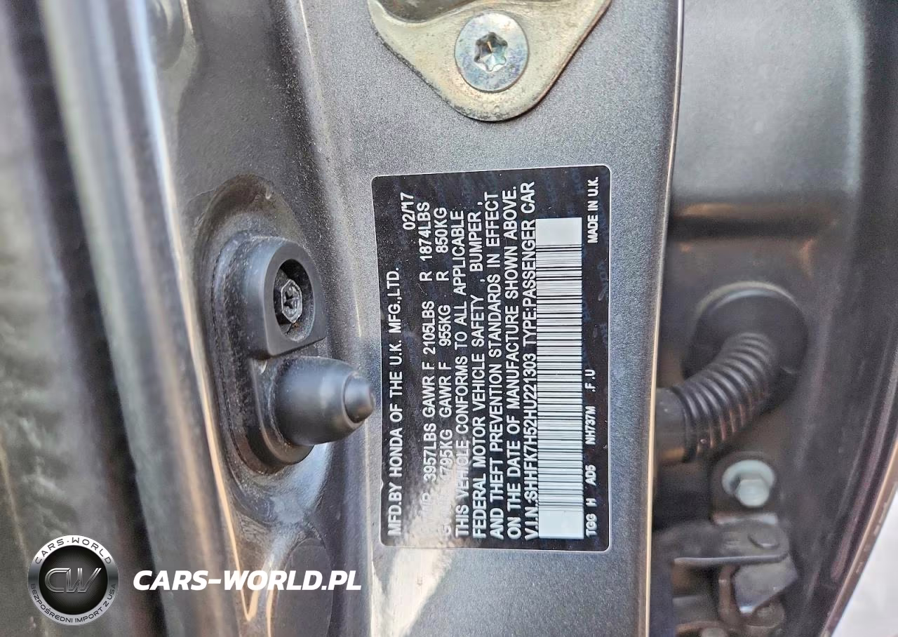 2017 HONDA CIVIC EX VIN:SHHFK7H52HU221303 - 12